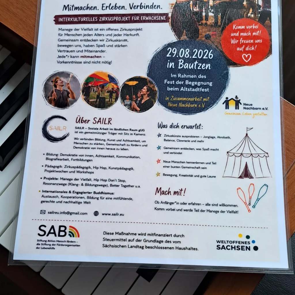 Plakat zur Manege der Vielfalt am 29. August 2026 in Bautzen mit Förderhinweis.