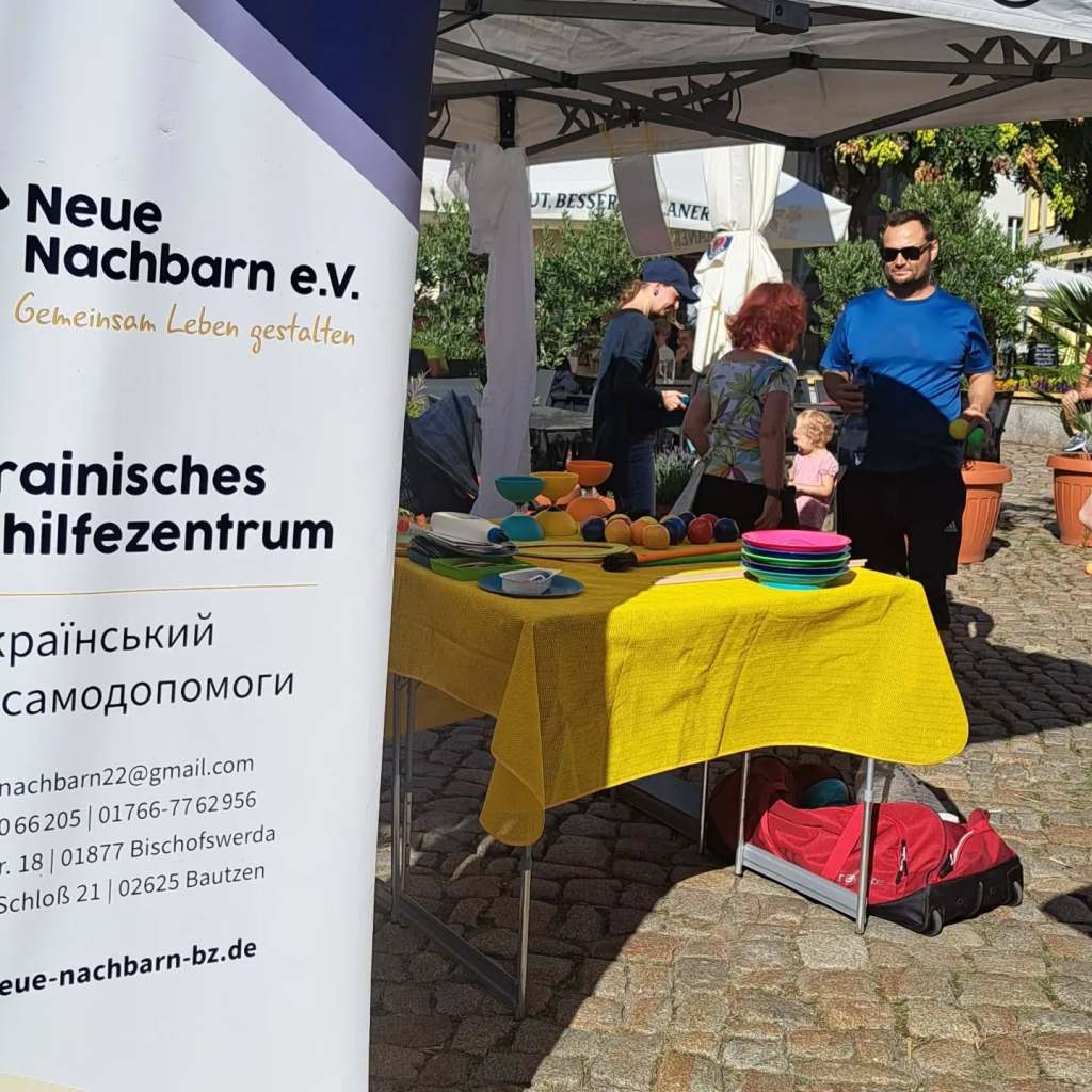 Social circus activity stand in Bautzen.