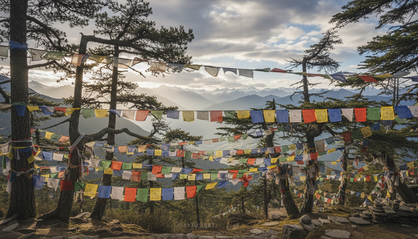 Colourful Tibetan prayer flags